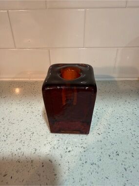 Red Glass Square Bud Vase